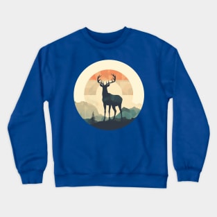 Deer Silhouette Emerald Forest Camping Sport Circle Crewneck Sweatshirt